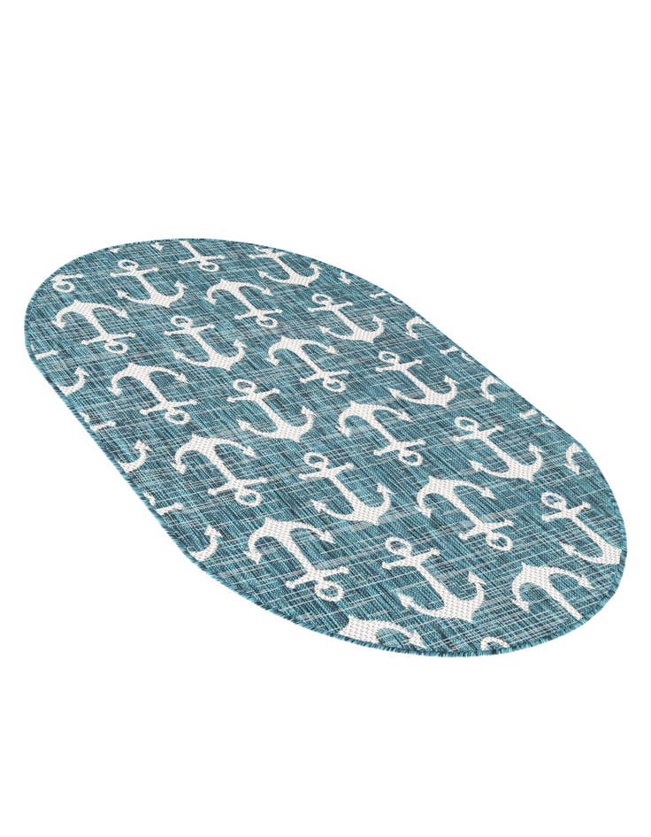 Detail image of  3' x 5' 3  Washable Coastal Indoor / Outdoor Oval Rug