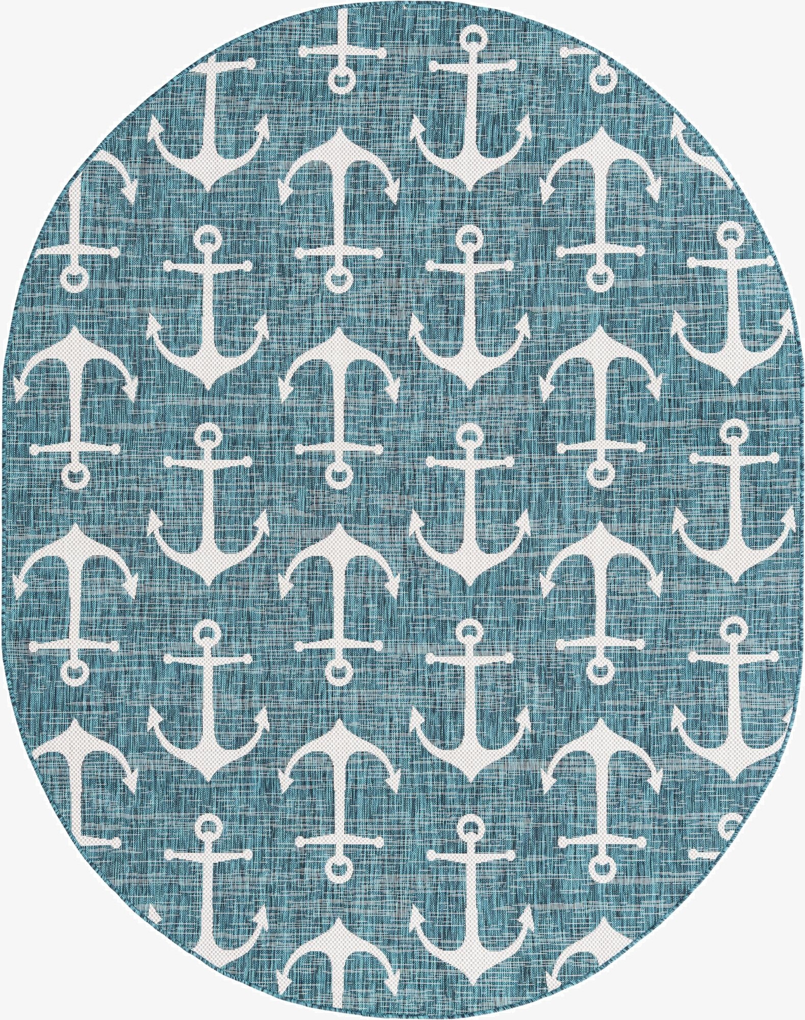  7' 10 x 10'  Washable Coastal Indoor / Outdoor Oval Rug