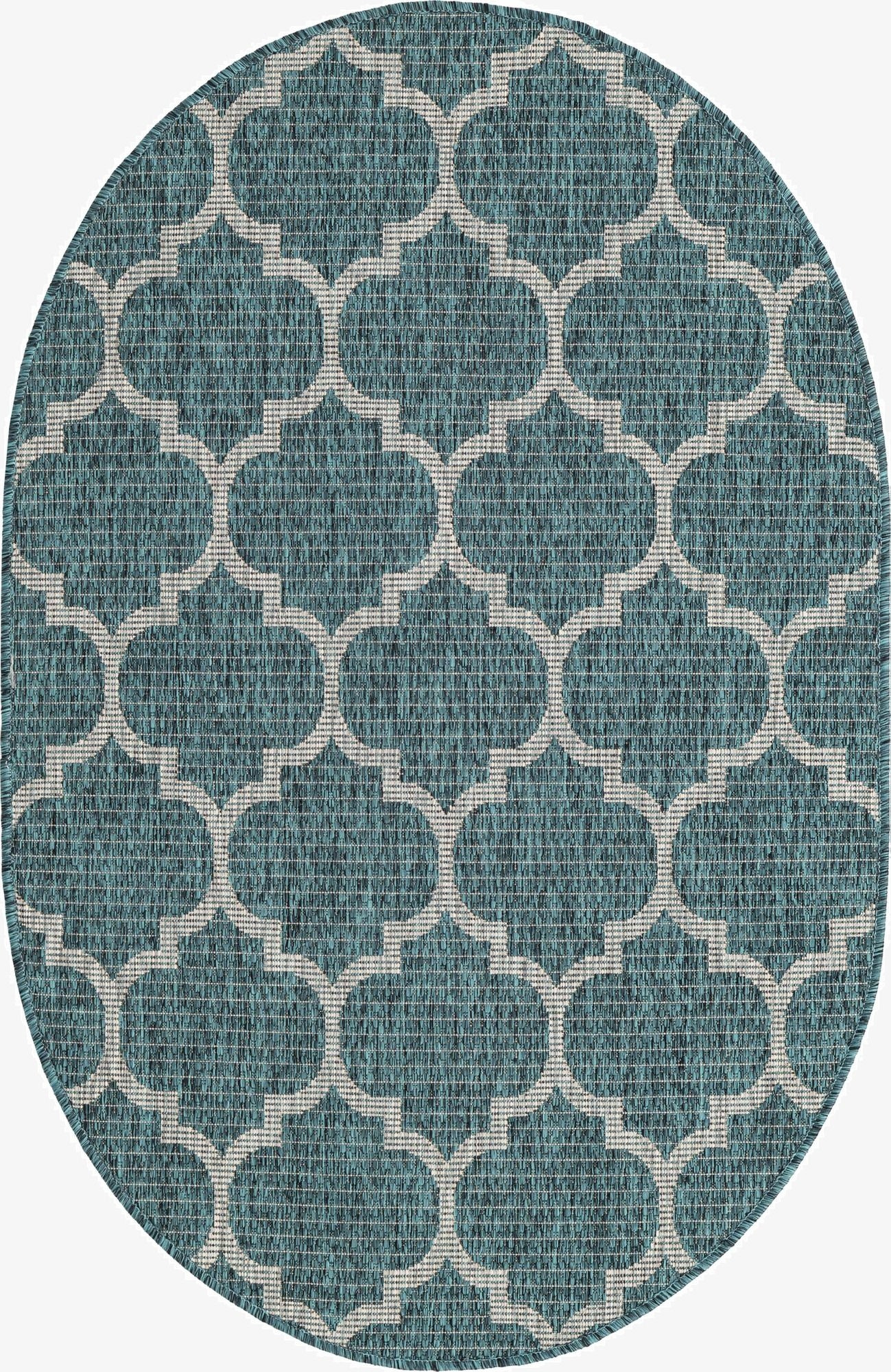  3' x 5' 3  Washable Lattice Indoor / Outdoor Oval Rug
