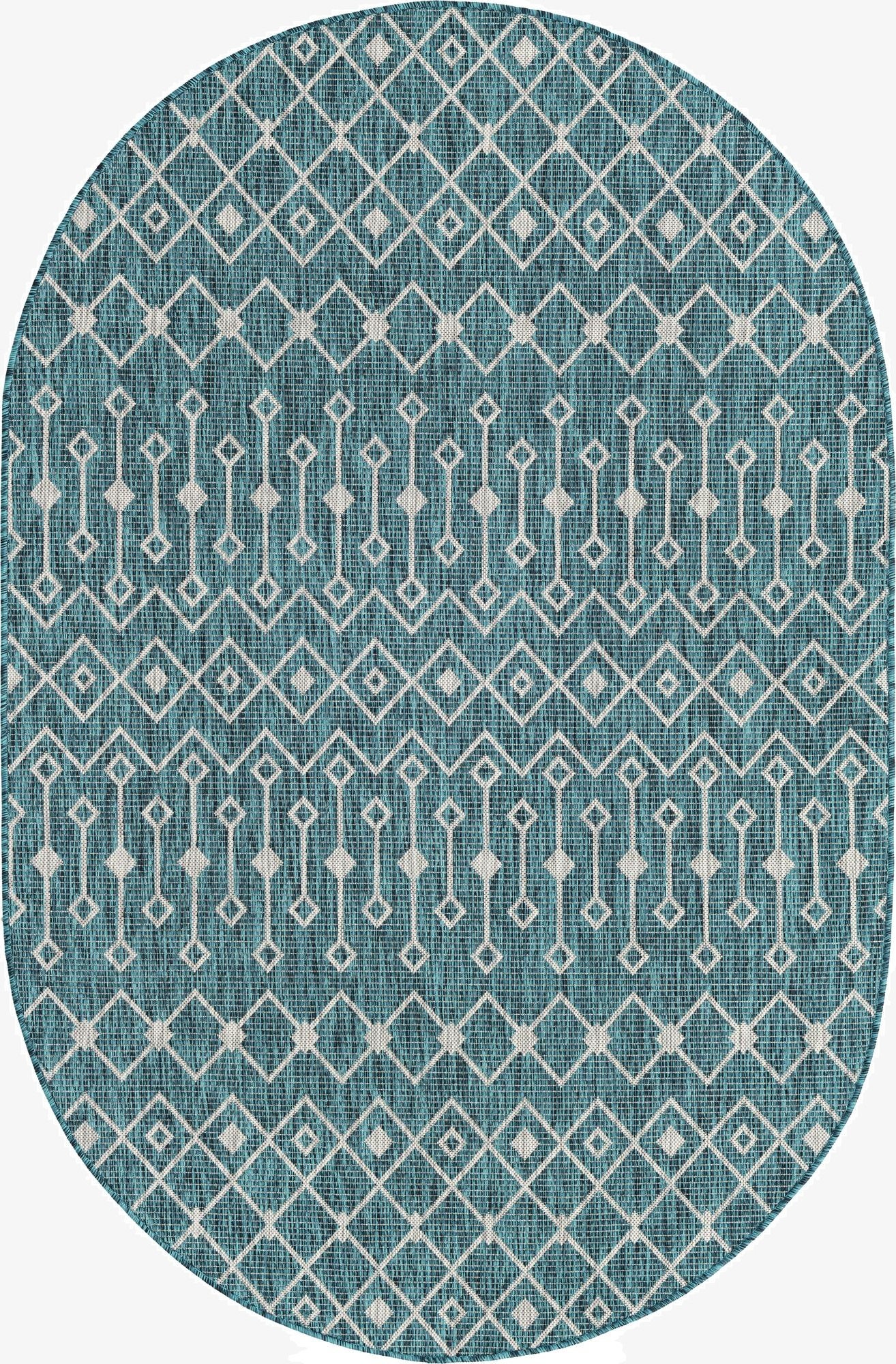  5' 3 x 8'  Washable Lattice Indoor / Outdoor Oval Rug