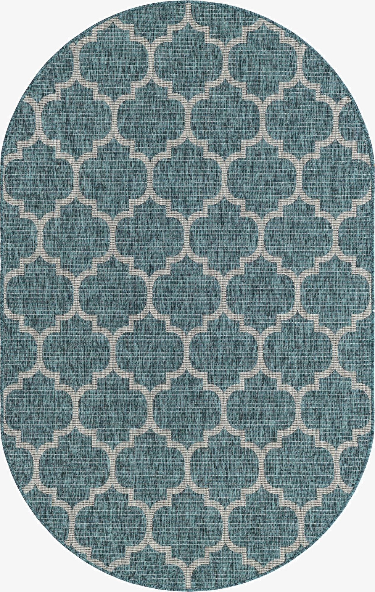  5' 3 x 8'  Washable Lattice Indoor / Outdoor Oval Rug