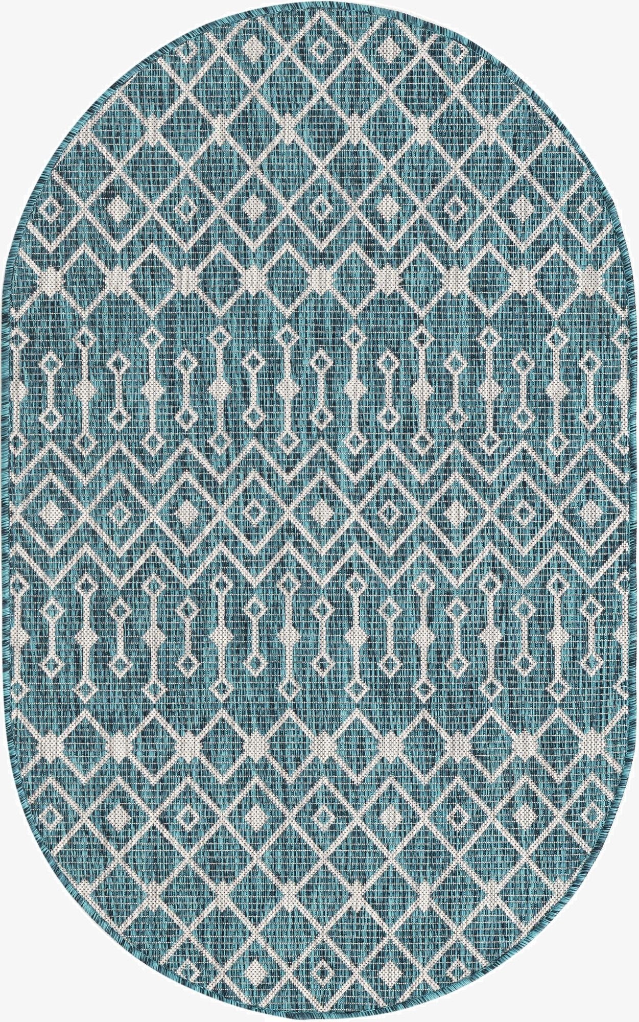  3' x 5' 3  Washable Lattice Indoor / Outdoor Oval Rug