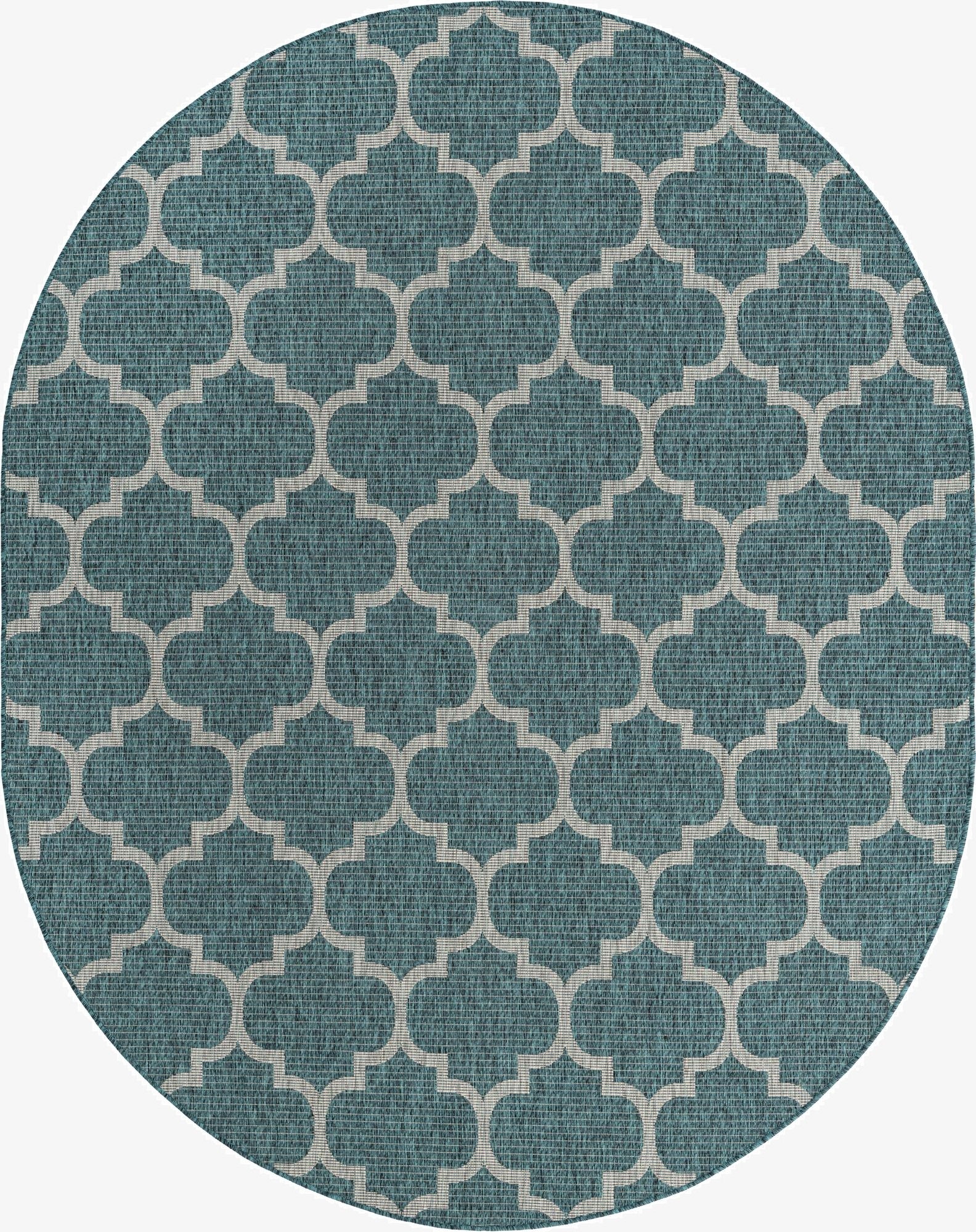  7' 10 x 10'  Washable Lattice Indoor / Outdoor Oval Rug