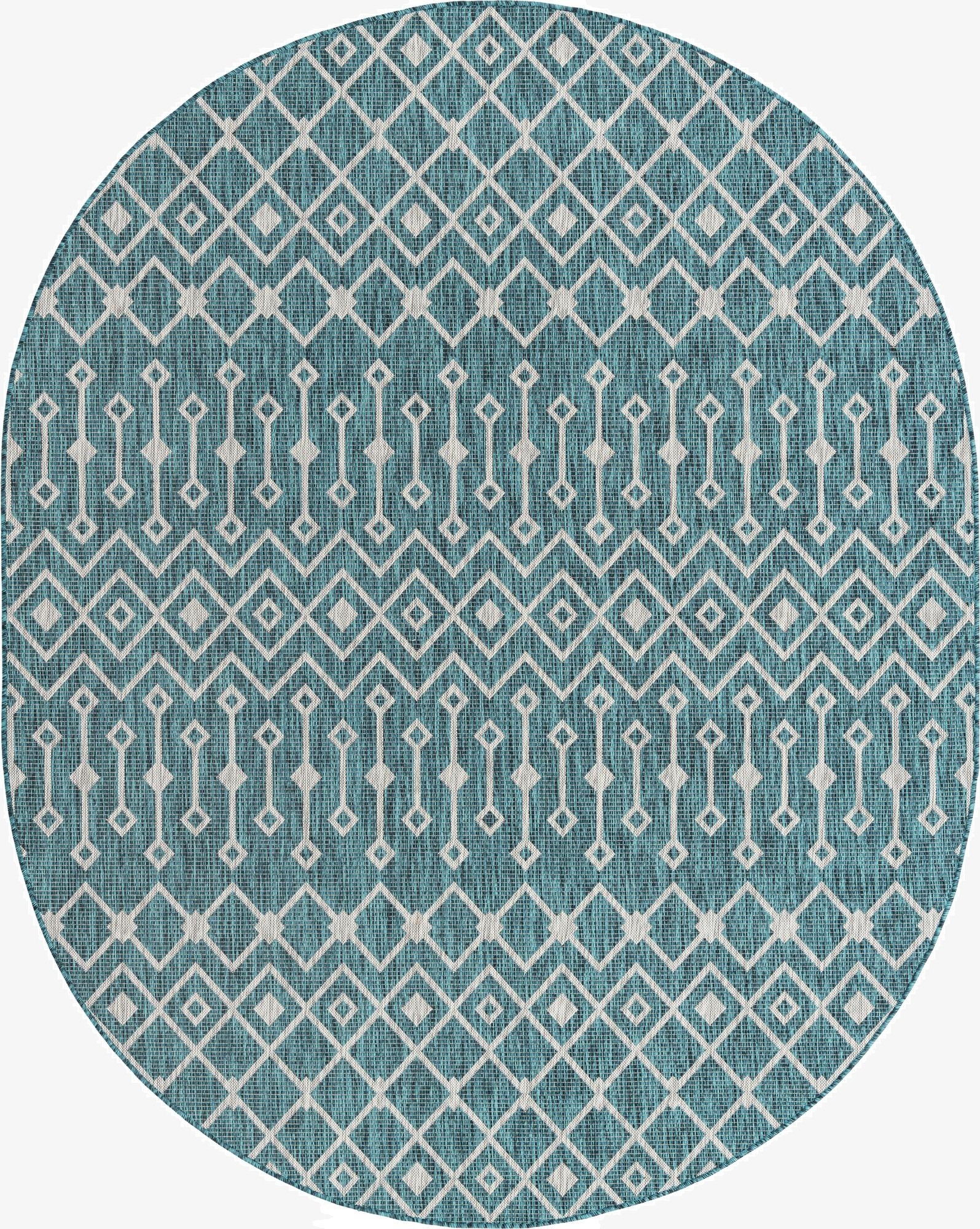  7' 10 x 10'  Washable Lattice Indoor / Outdoor Oval Rug