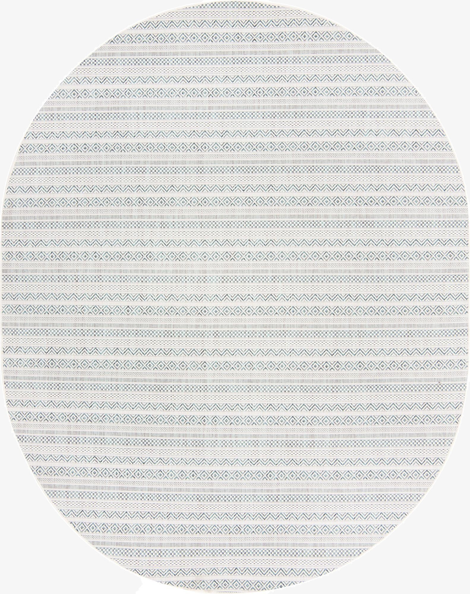  7' 10 x 10'  Washable Ribbon Indoor / Outdoor Oval Rug