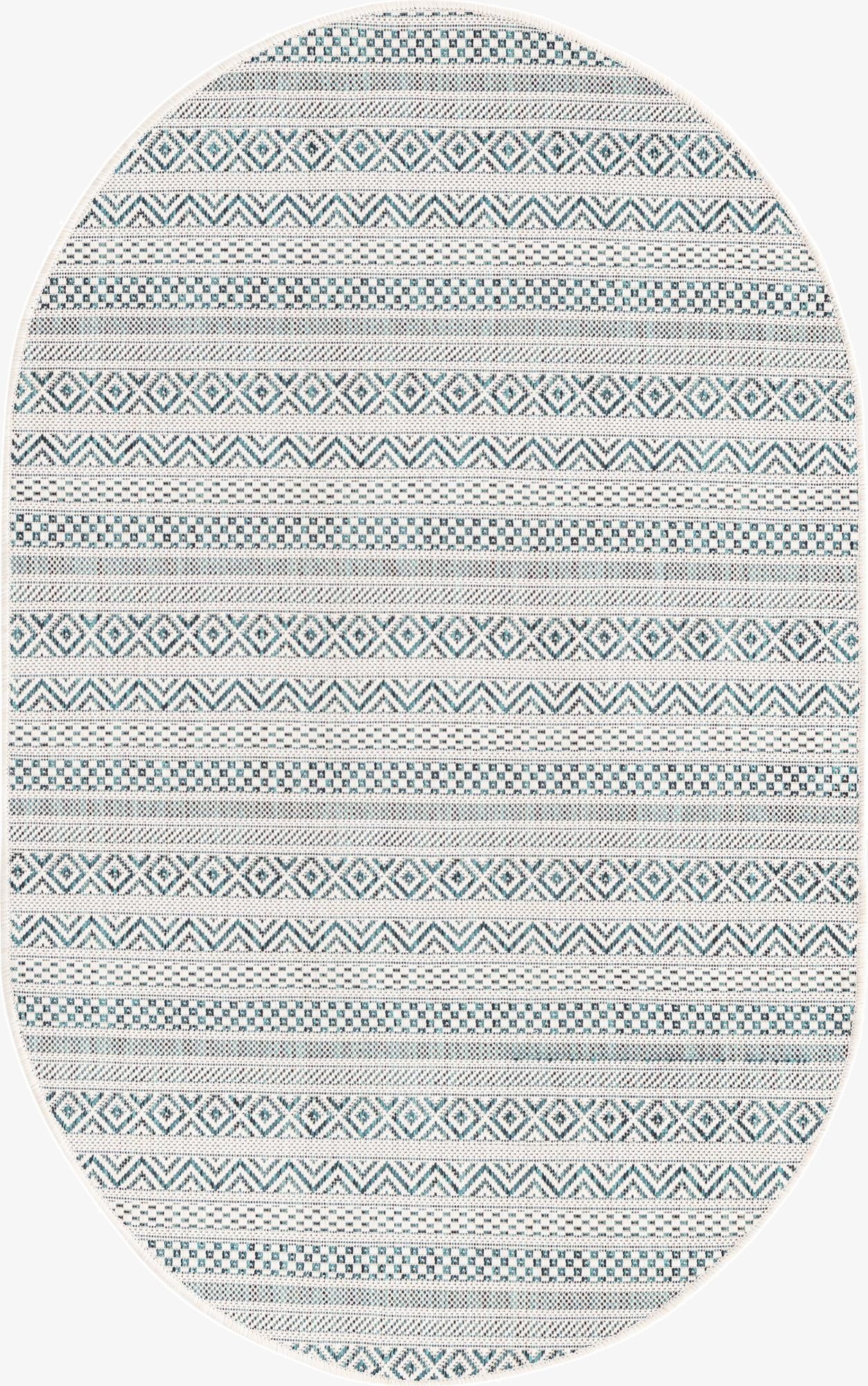  3' x 5' 3  Washable Ribbon Indoor / Outdoor Oval Rug