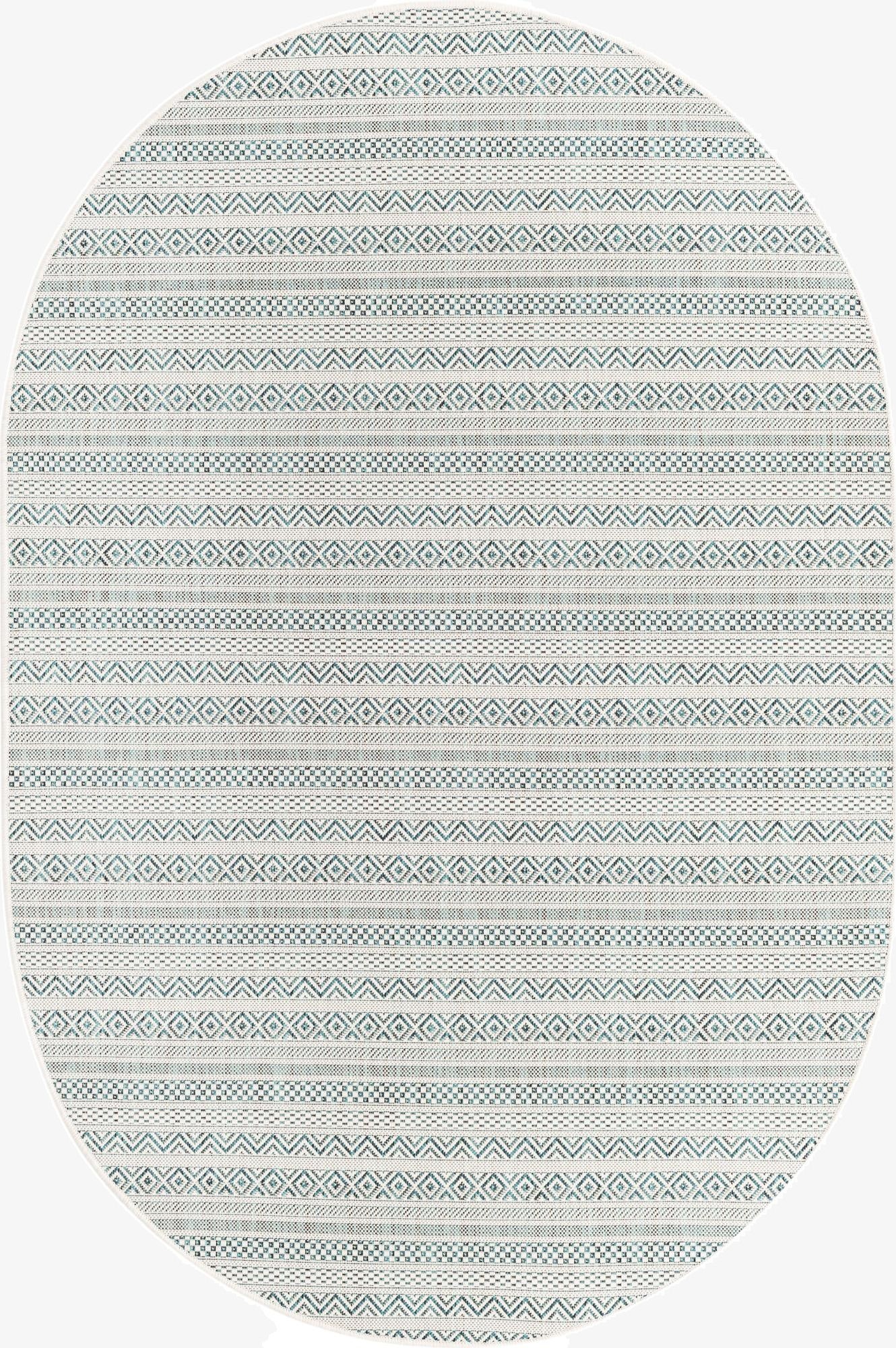  5' 3 x 8'  Washable Ribbon Indoor / Outdoor Oval Rug