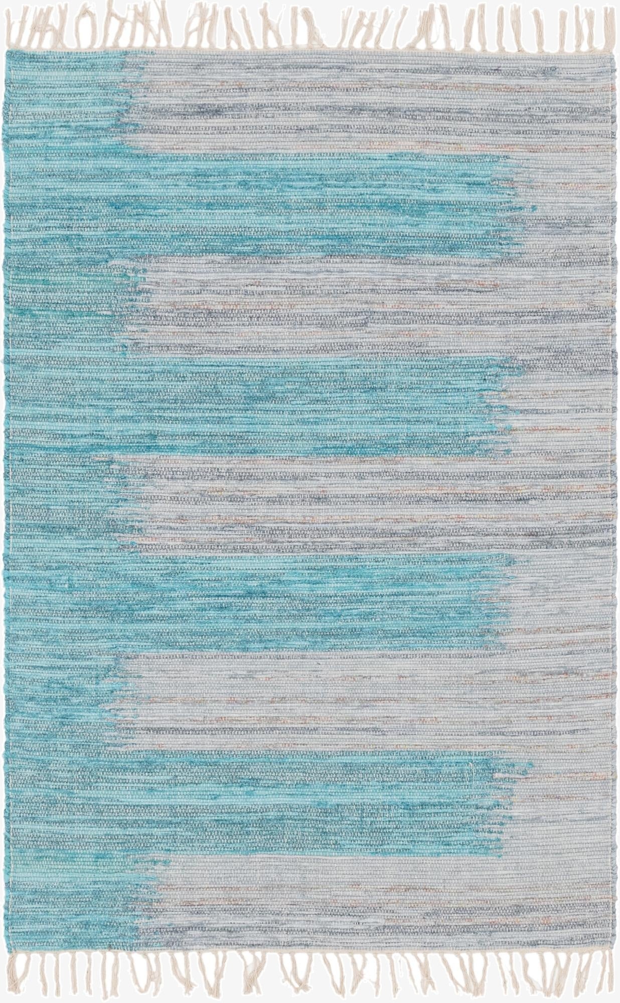  4' 1 x 6' 2  Hand Braided Chindi Cotton Rug
