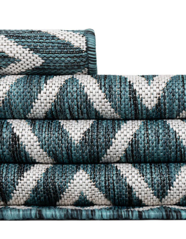Detail image of  Custom Teal  Washable Jill Zarin Indoor / Outdoor Rug