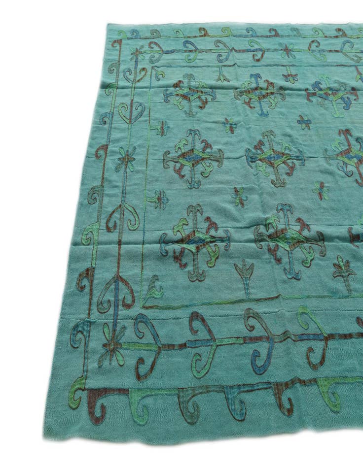 Detail image of  6' 8 x 9' 3  Hand Woven Kilim Suzani Wool Rug