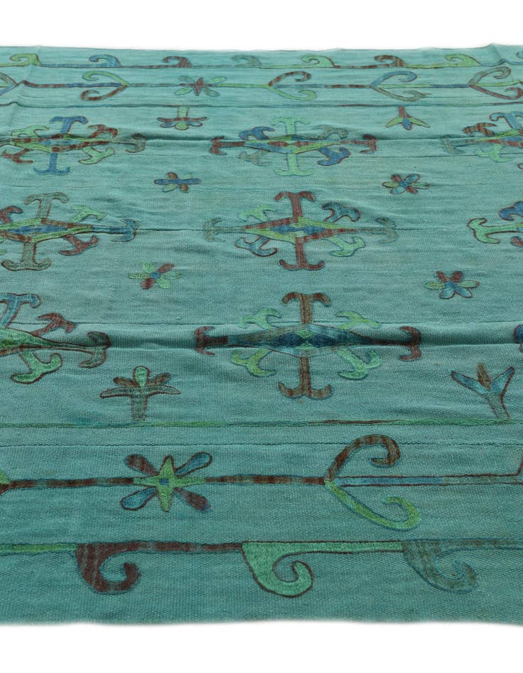 Detail image of  6' 8 x 9' 3  Hand Woven Kilim Suzani Wool Rug