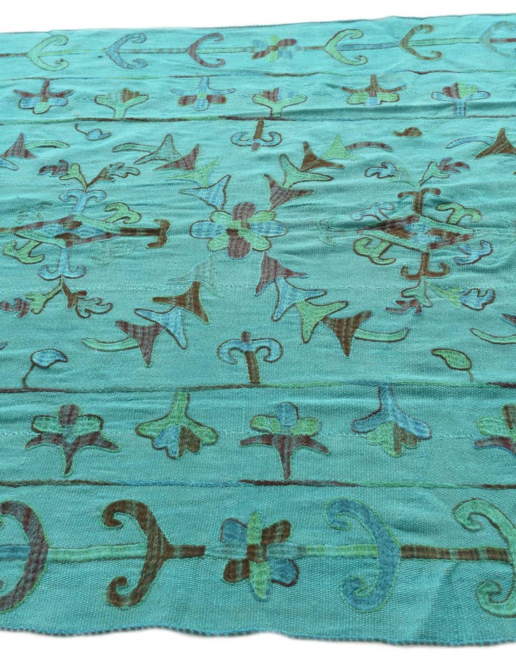 Detail image of  5' 8 x 7' 2  Hand Woven Kilim Suzani Wool Rug