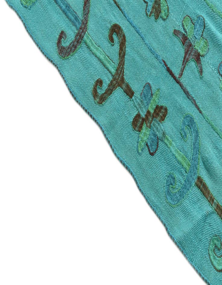 Detail image of  5' 8 x 7' 2  Hand Woven Kilim Suzani Wool Rug