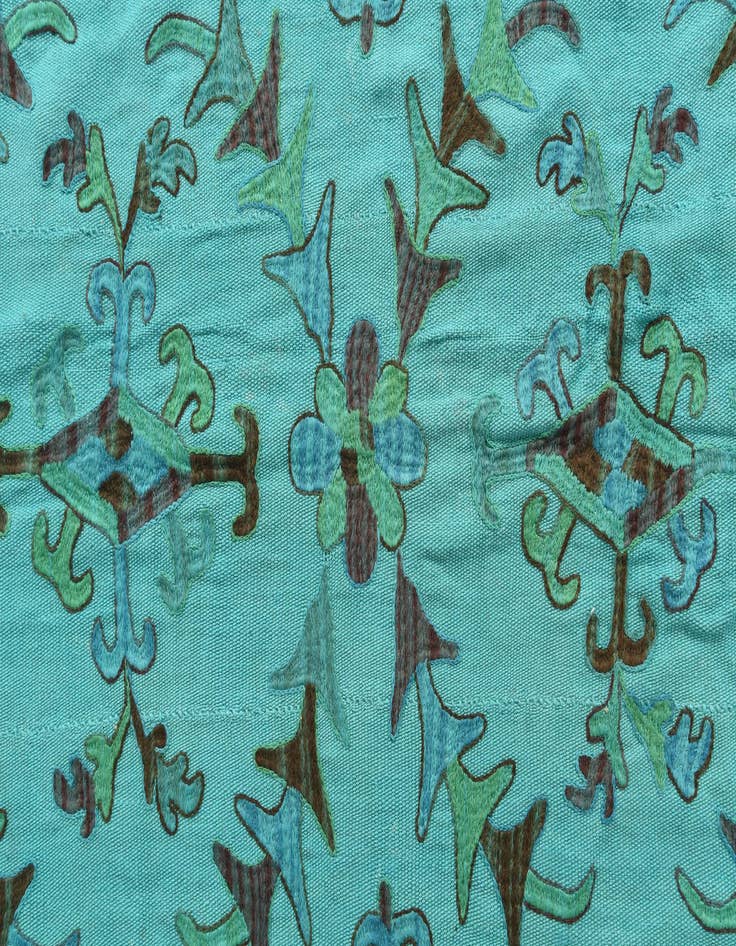 Detail image of  5' 8 x 7' 2  Hand Woven Kilim Suzani Wool Rug