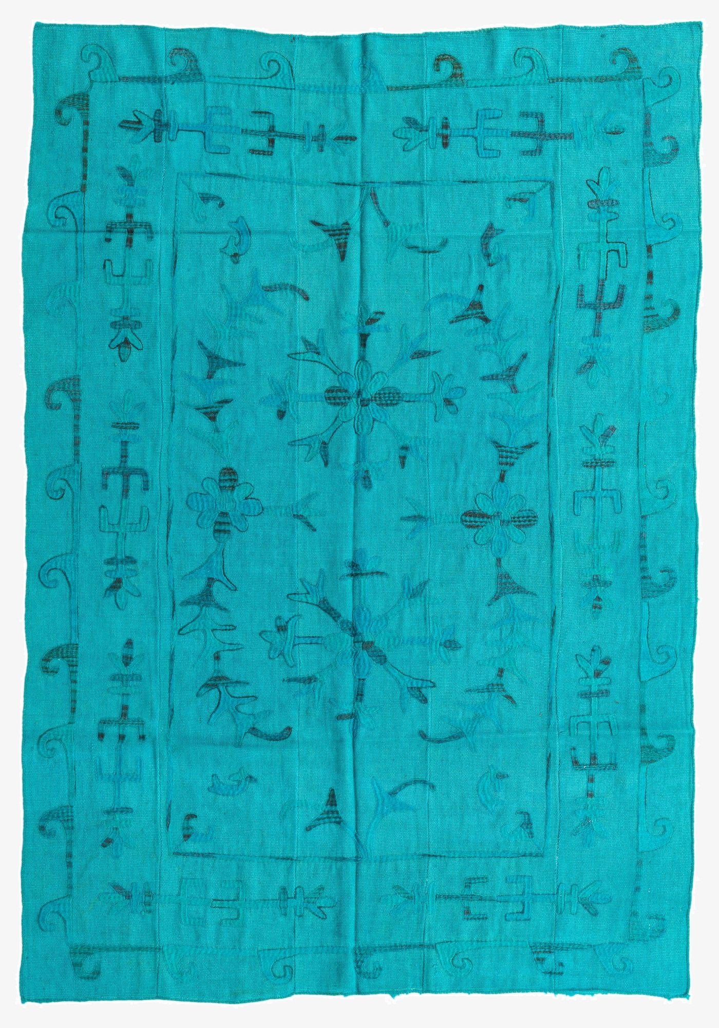  5' 4 x 7' 7  Hand Woven Kilim Suzani Wool Rug