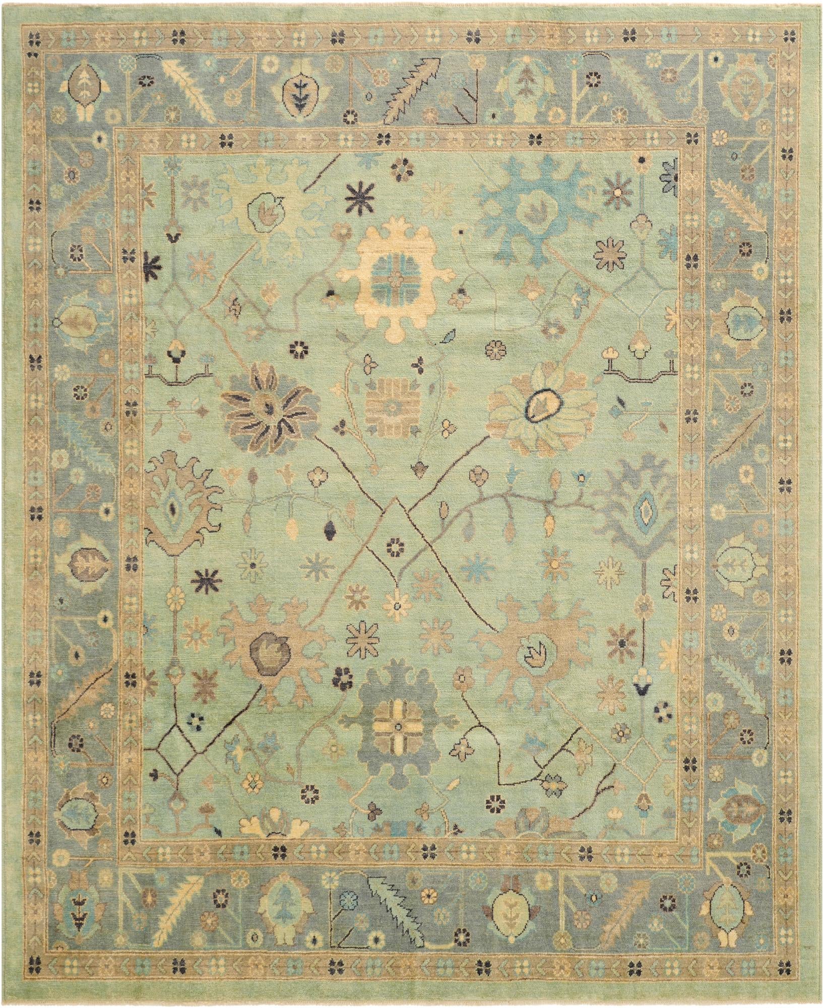 8' 1 x 10' Hand Knotted Oushak Wool Rug