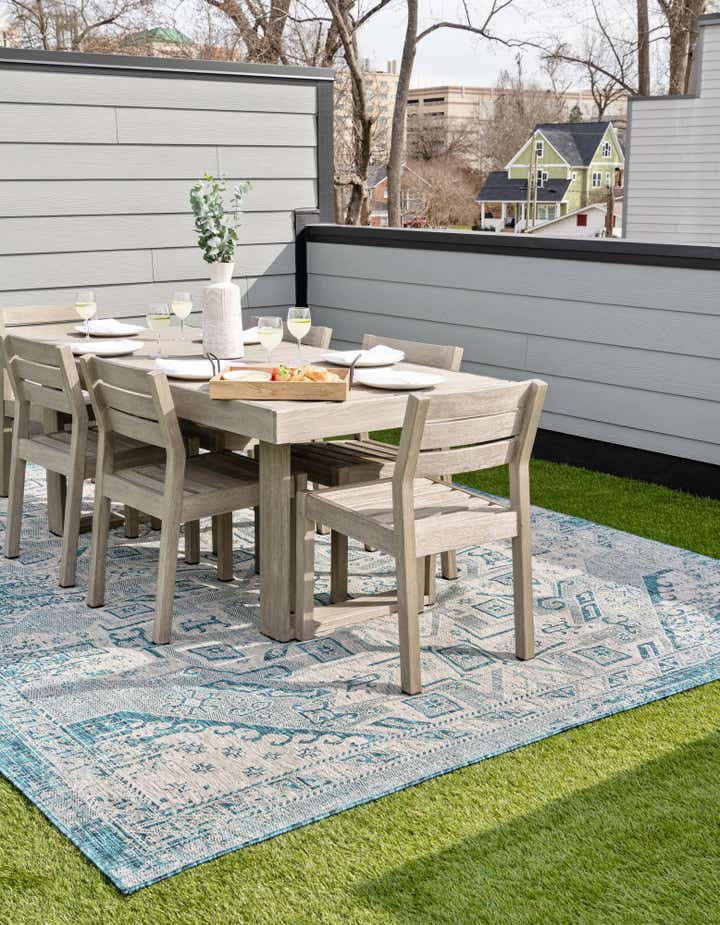 Teal 3' 3 x 5' 3 Aztec Indoor / Outdoor Rug | Rugs.com