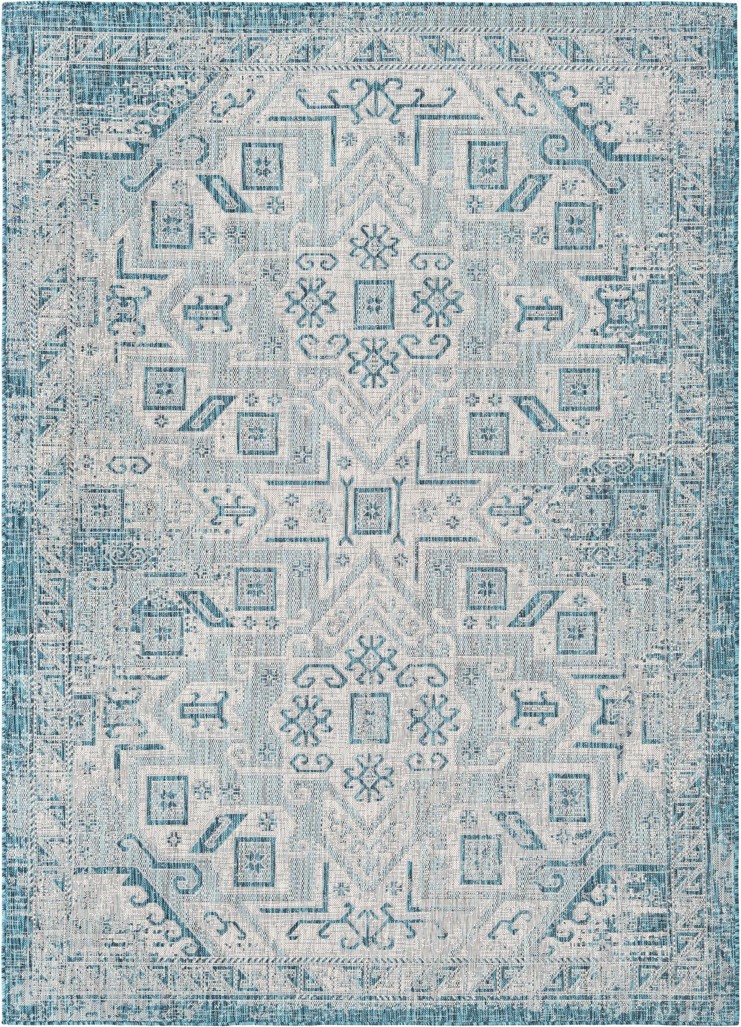  7' x 10'  Washable Aztec Indoor / Outdoor Rug