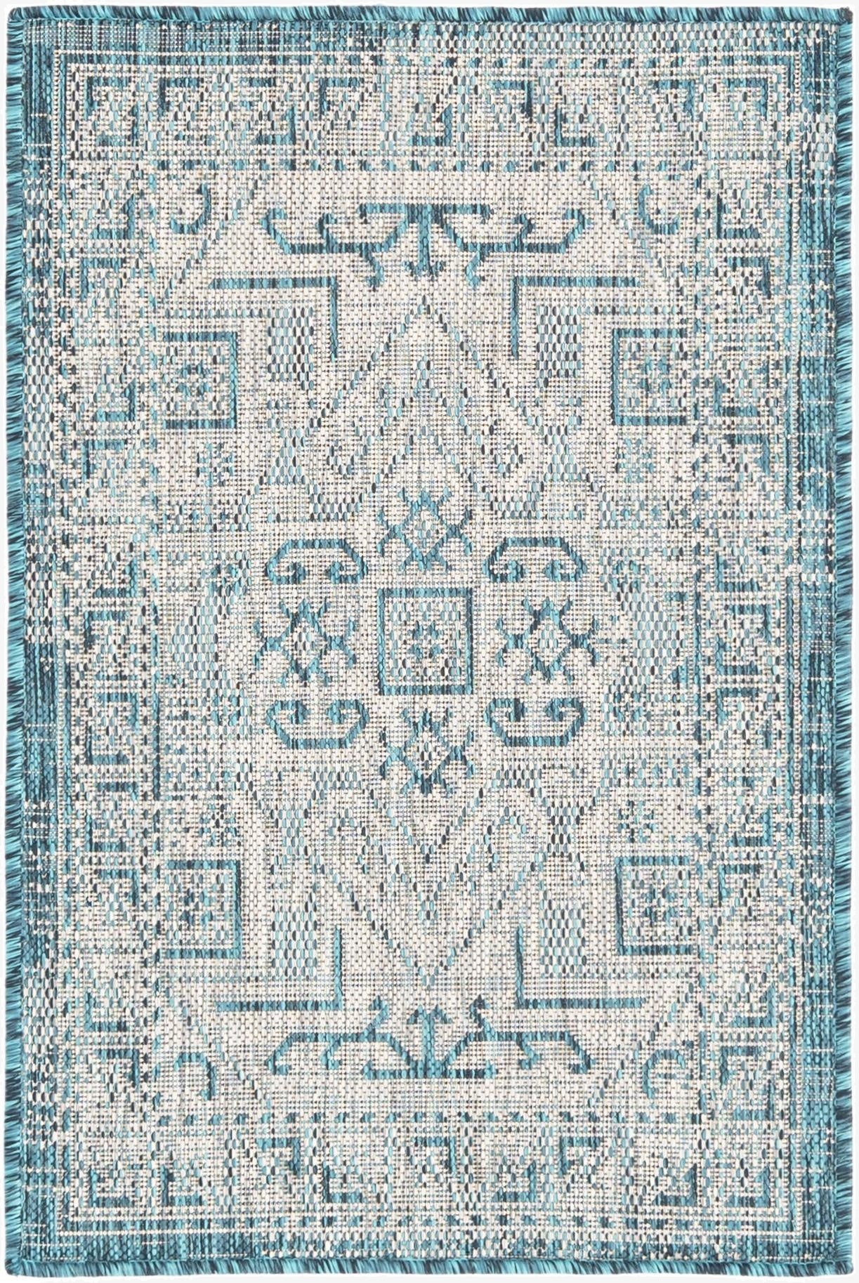  2' x 3'  Washable Aztec Indoor / Outdoor Rug