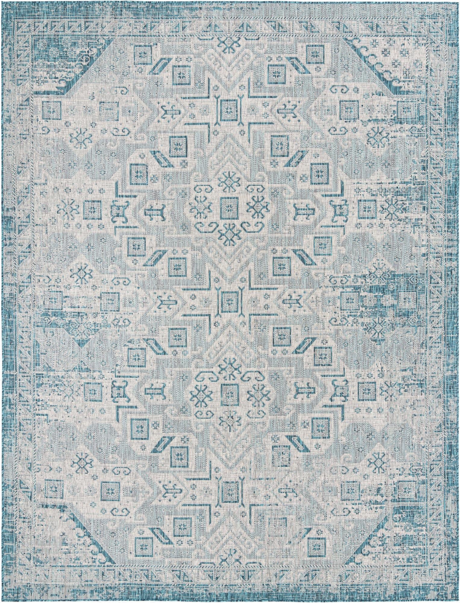  10' x 13'  Washable Aztec Indoor / Outdoor Rug