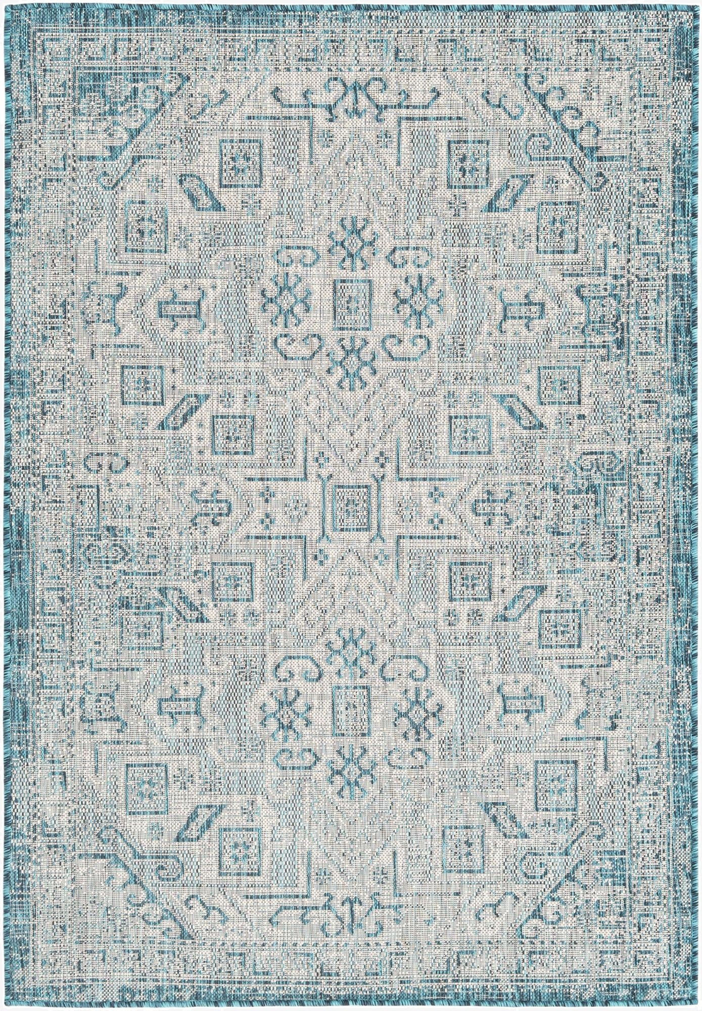  4' x 6'  Washable Aztec Indoor / Outdoor Rug