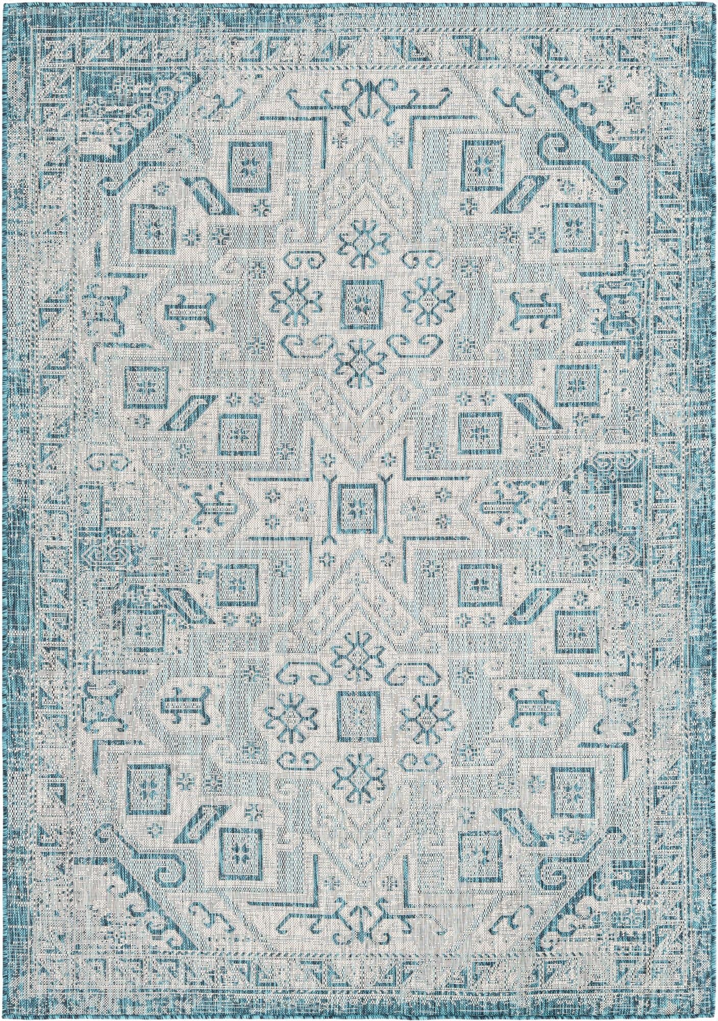  6' x 9'  Washable Aztec Indoor / Outdoor Rug