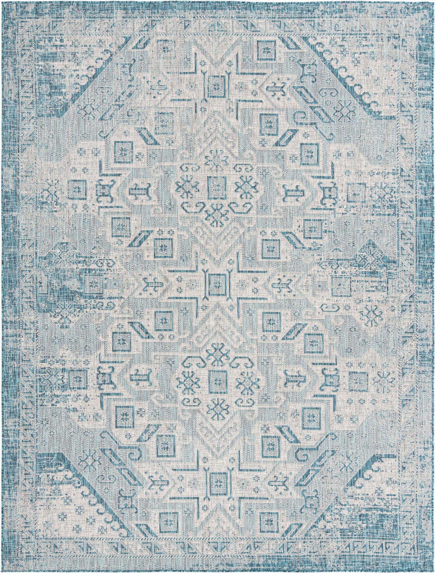  9' x 12'  Washable Aztec Indoor / Outdoor Rug