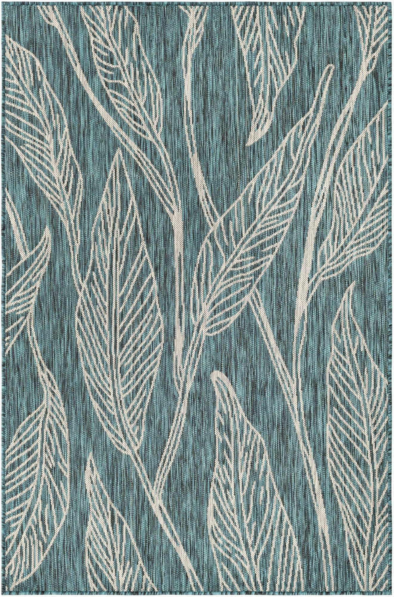  4' x 6'  Washable Botanical Indoor / Outdoor Rug
