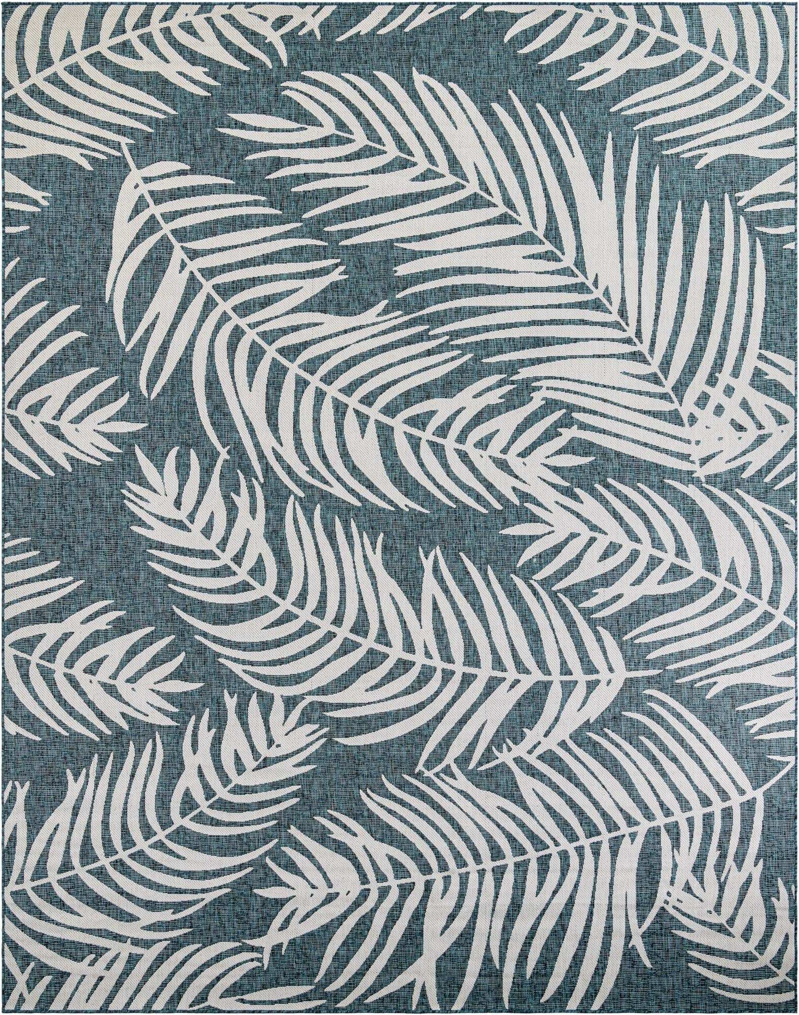  10' x 13'  Washable Botanical Indoor / Outdoor Rug