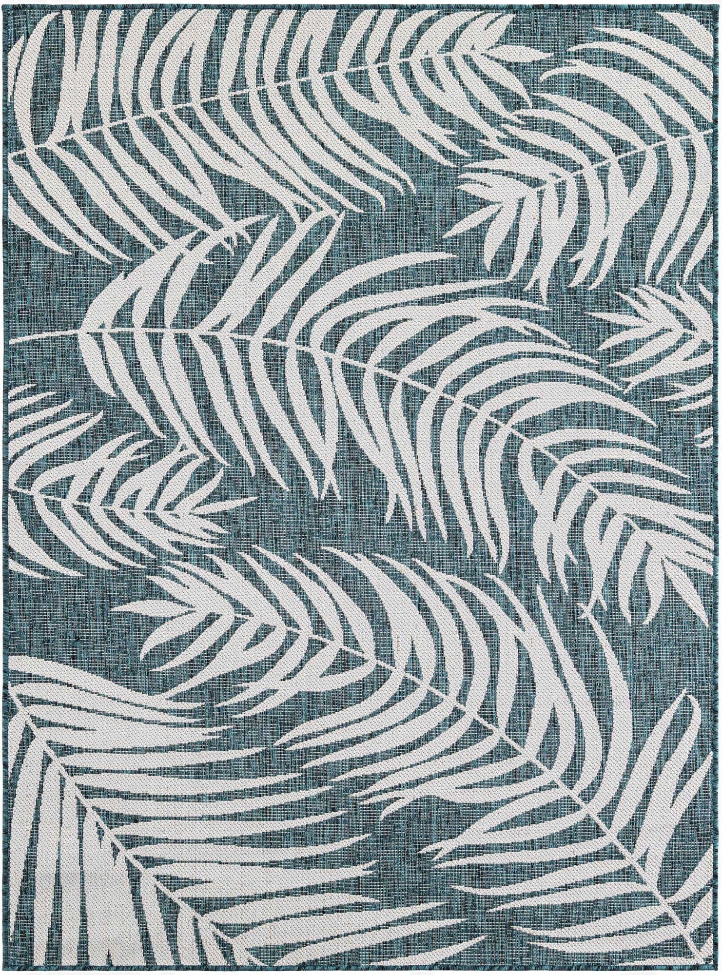  5' 3 x 7'  Washable Botanical Indoor / Outdoor Rug