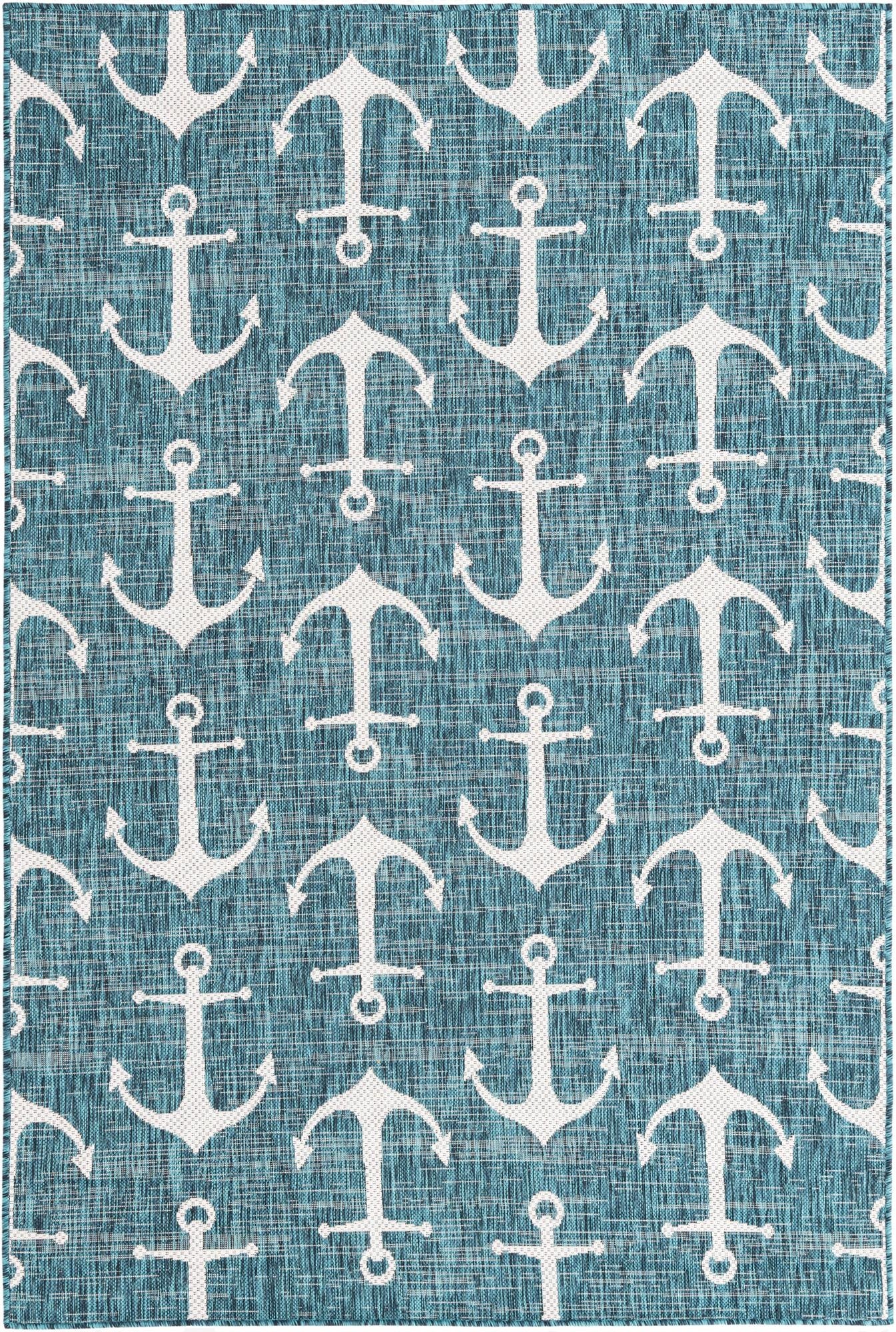  5' 3 x 8'  Washable Coastal Indoor / Outdoor Rug