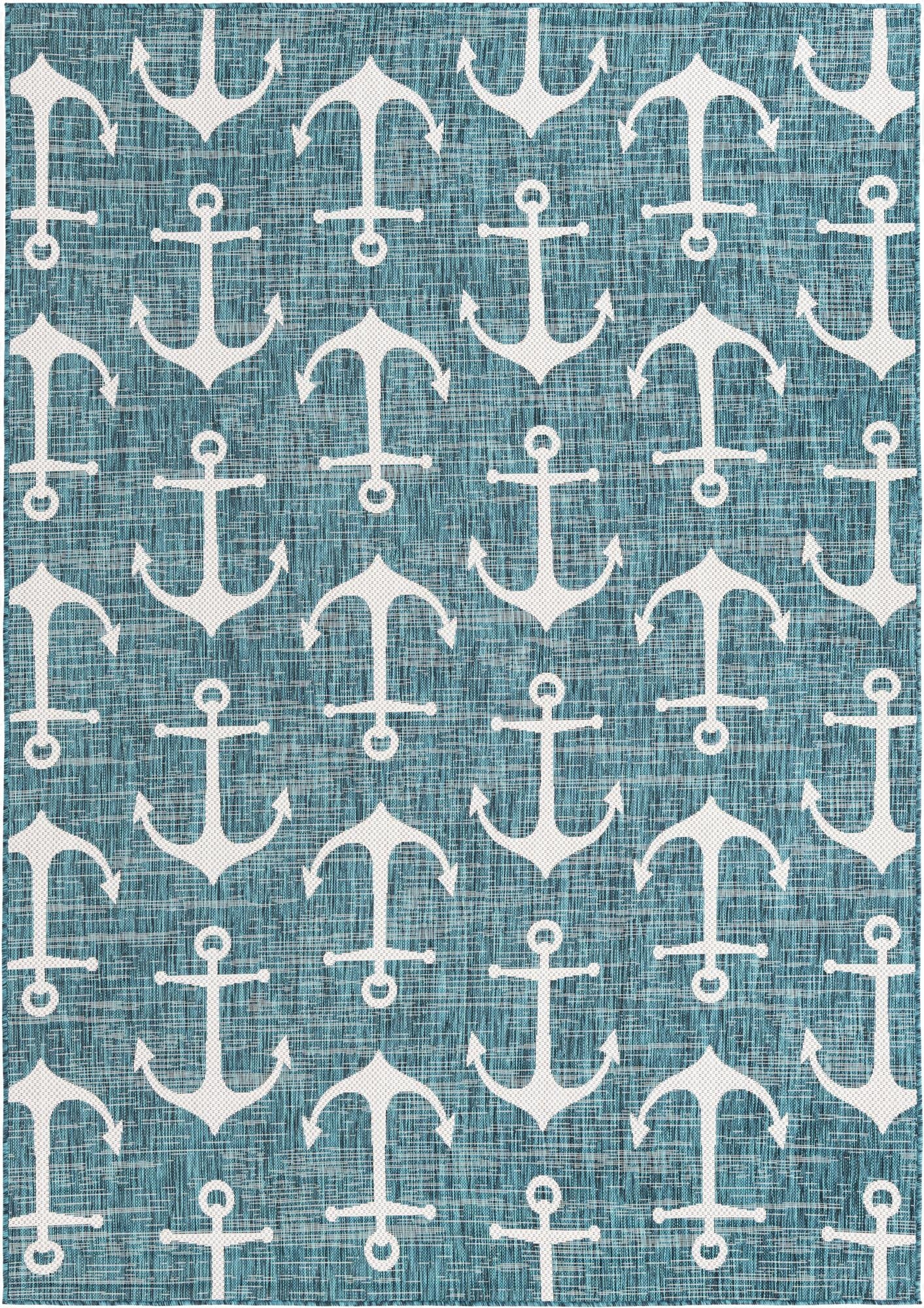  7' x 10'  Washable Coastal Indoor / Outdoor Rug