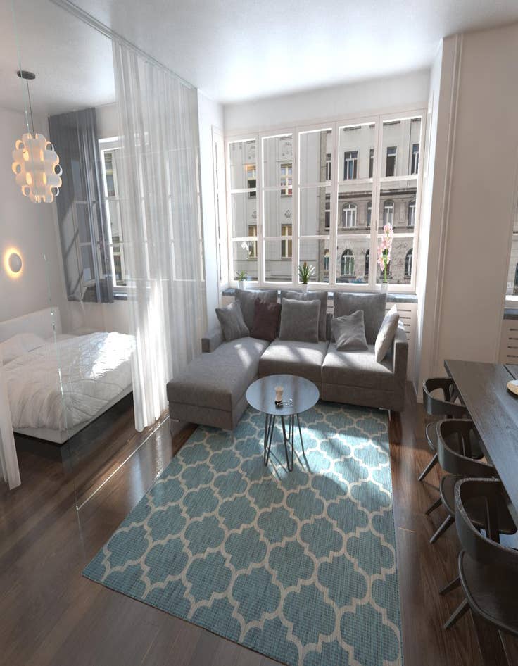 Detail image of  7' 10 x 11'  Washable Lattice Indoor / Outdoor Rug