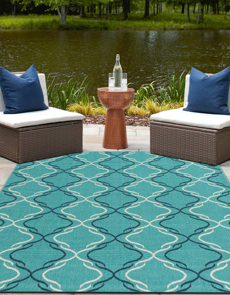 Detail image of  4' x 6'  Washable Lattice Indoor / Outdoor Rug