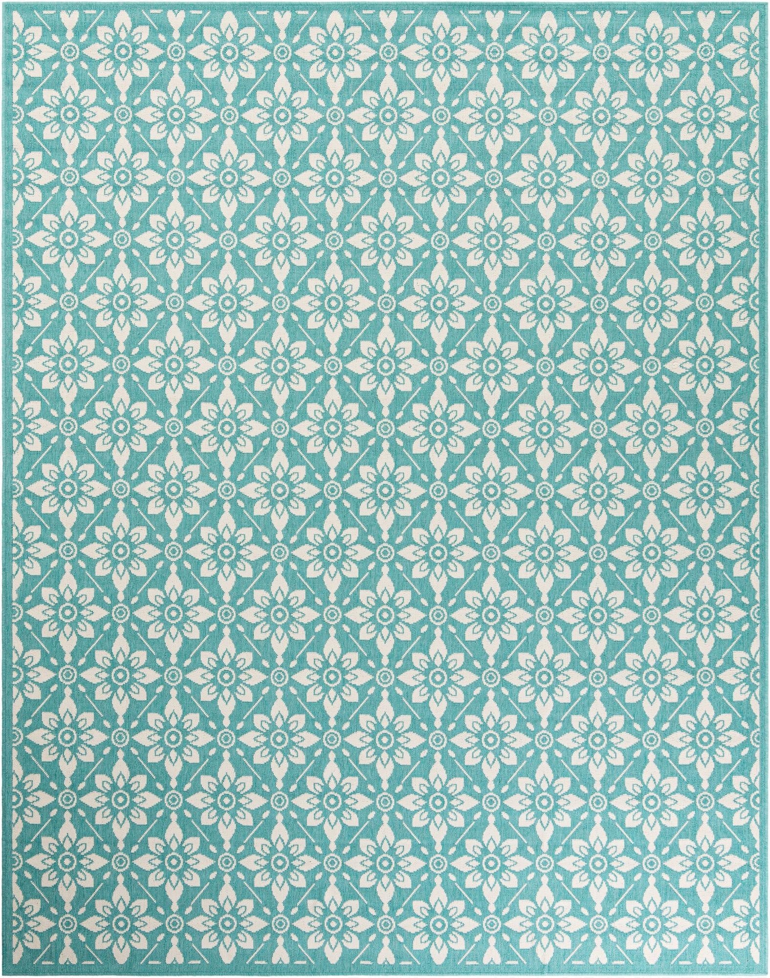  7' 10 x 10'  Washable Lattice Indoor / Outdoor Rug