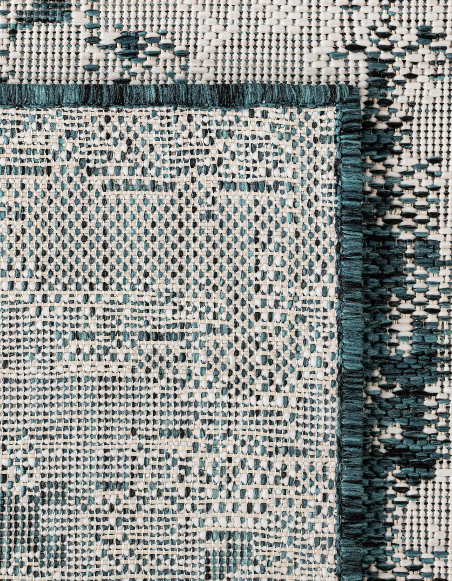 Custom Teal  Washable Modern Indoor / Outdoor Rug
