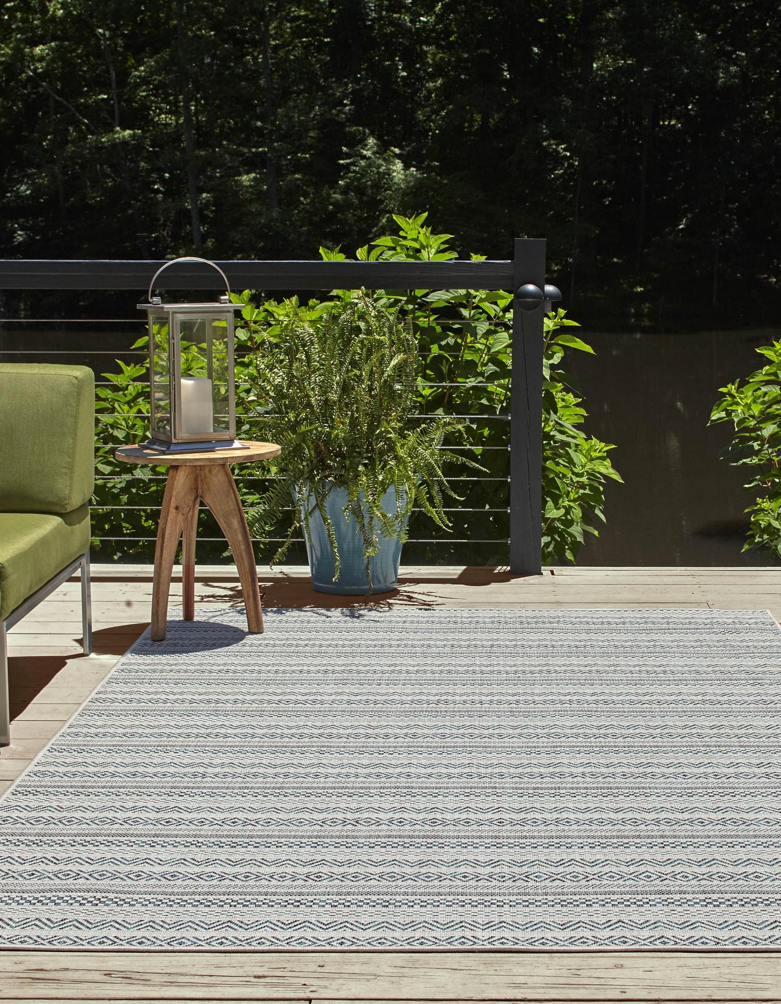 Teal 4' x 6' Ribbon Indoor / Outdoor Rug | Rugs.com