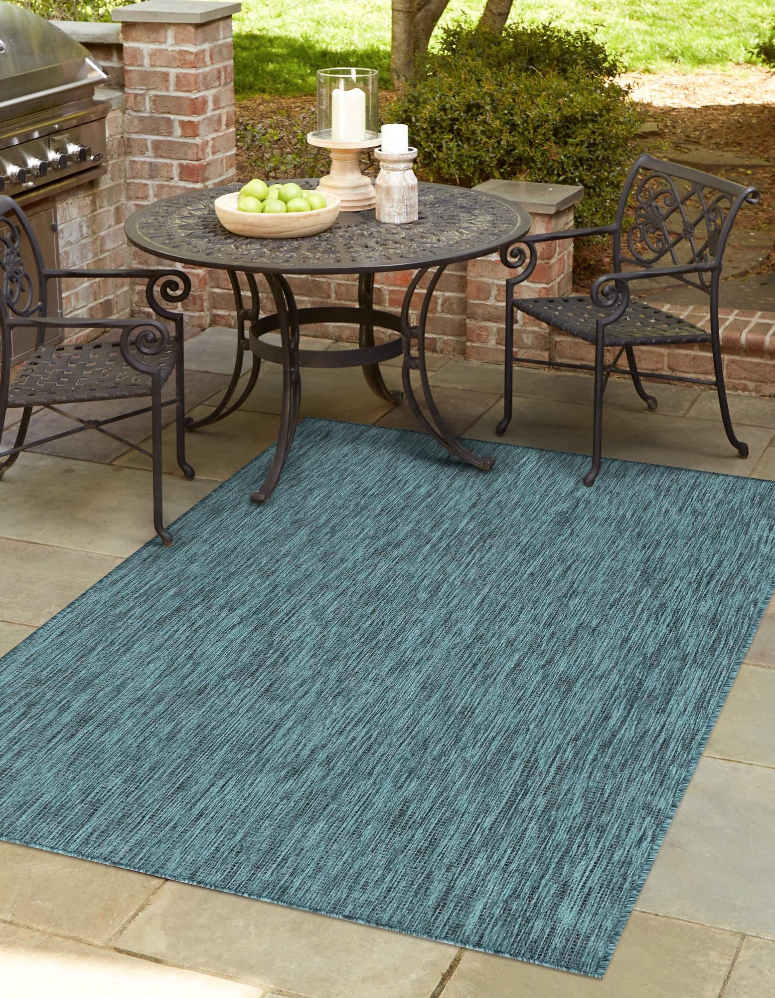 Teal 4' x 6' Solid Indoor / Outdoor Rug | Rugs.com