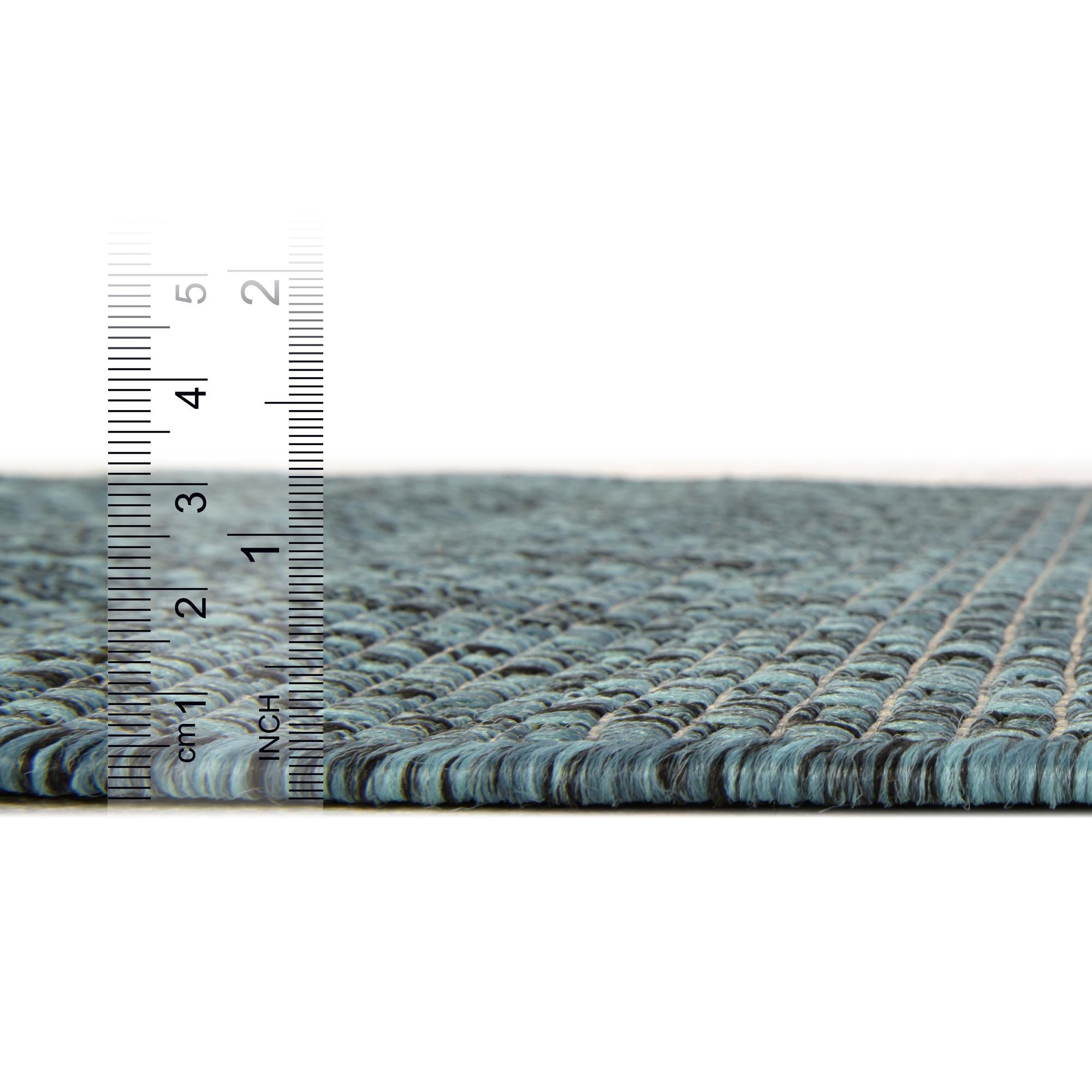  Custom Teal  Washable Solid Indoor / Outdoor Rug