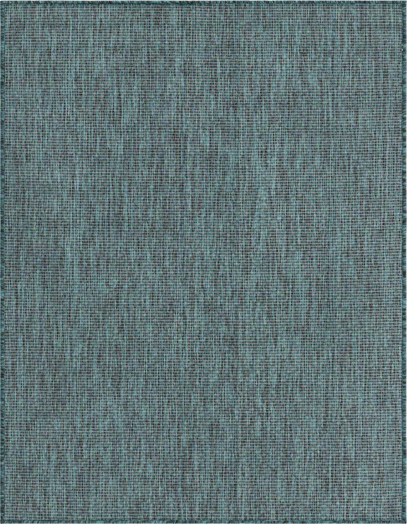 A 4x6 rectangular indoor/outdoor rug in a textured blue-green flatweave, suitable for various rooms.