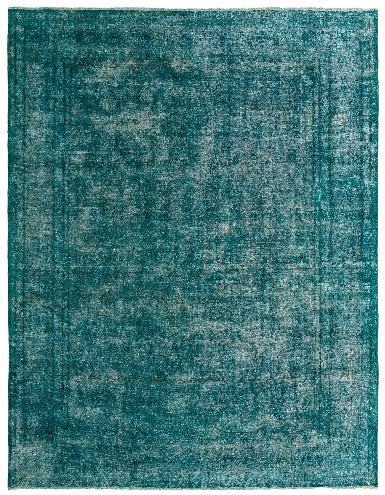 A large 9x12 rectangular Ultra Vintage rug in shades of blue and green, featuring a distressed Persian-inspired pattern.
