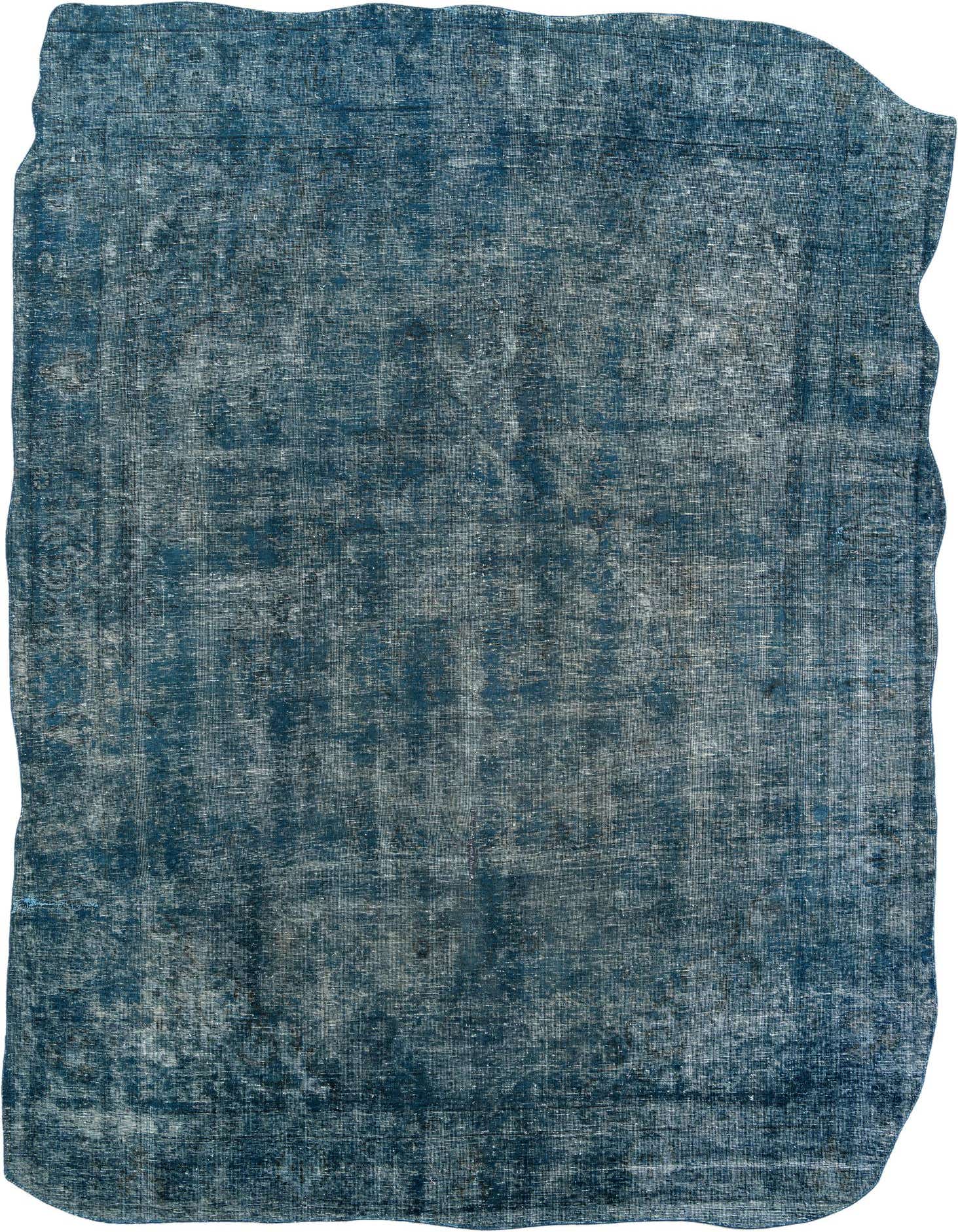 A 9x12 rectangular Ultra Vintage rug in distressed blues and greens with a subtle Persian medallion pattern.