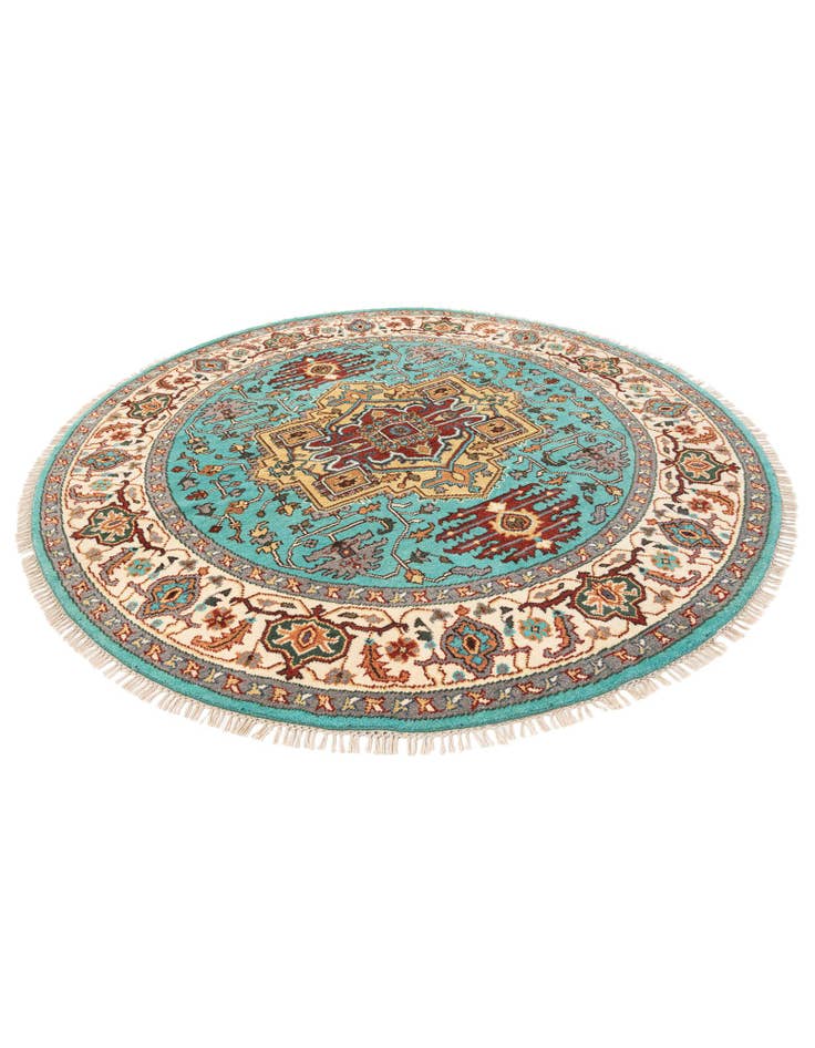 Detail image of  8' x 8'  Hand Knotted Heriz Wool Round Rug