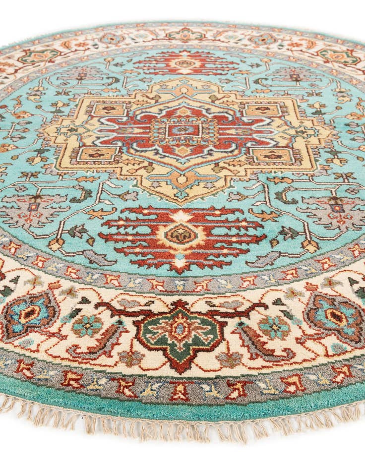 Detail image of  8' x 8'  Hand Knotted Heriz Wool Round Rug