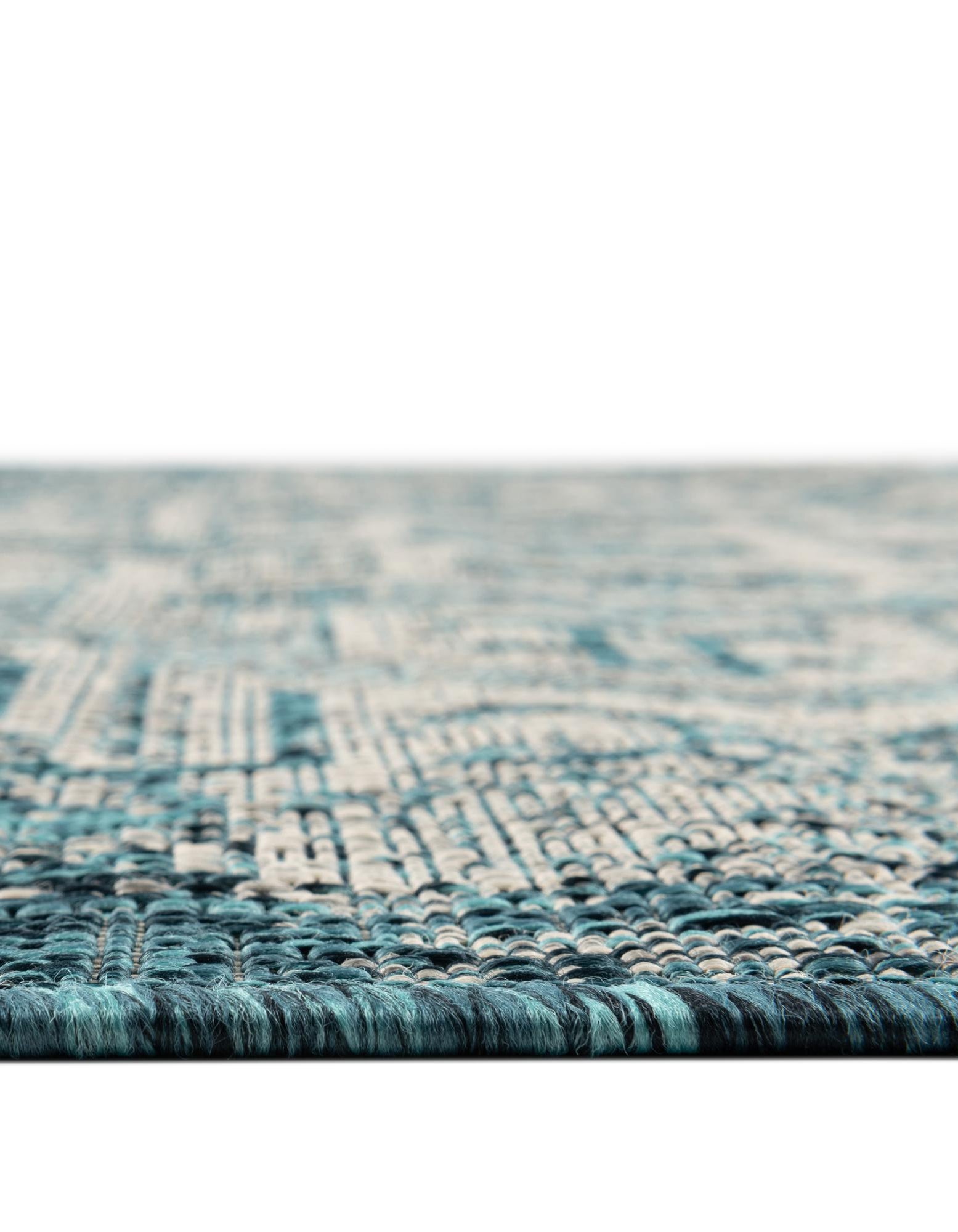 Teal 7' 10 x 7' 10 Aztec Indoor / Outdoor Round Rug | Rugs.com