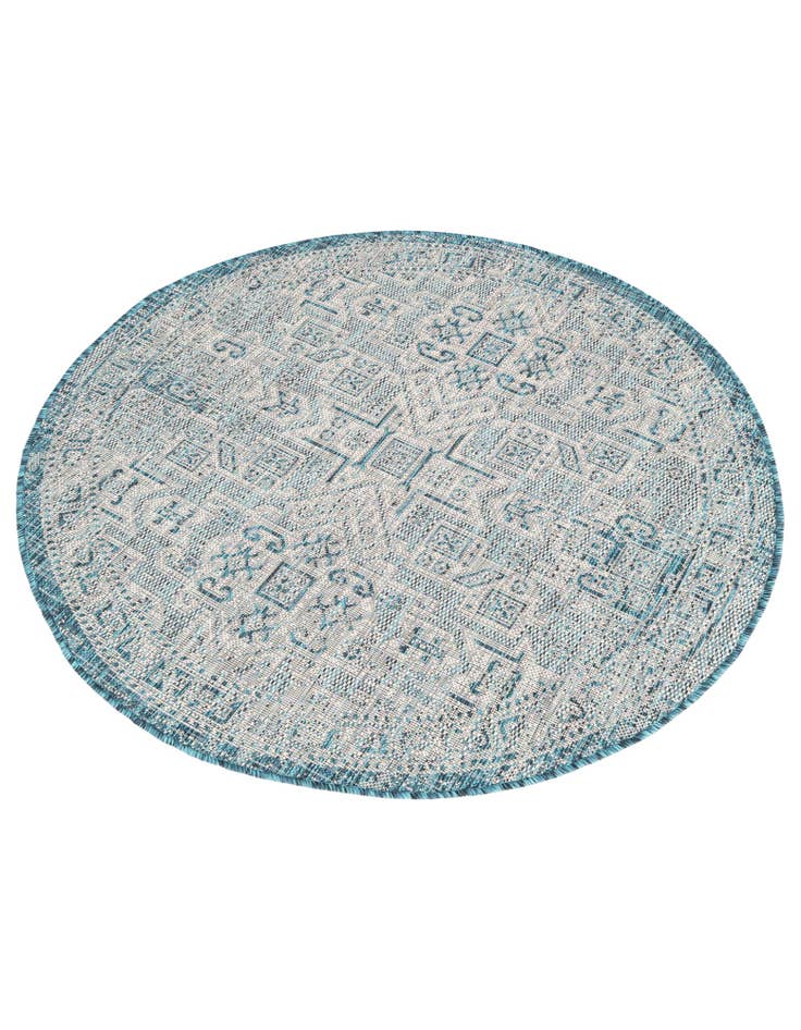 Detail image of  4' x 4'  Washable Aztec Indoor / Outdoor Round Rug