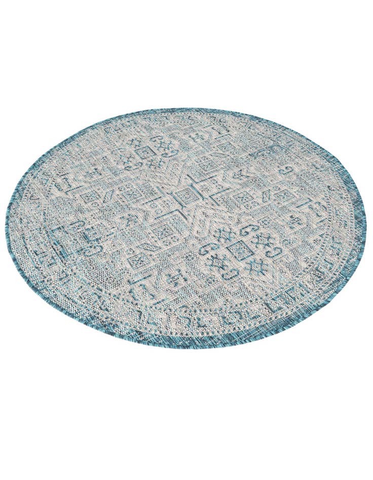 Detail image of  4' x 4'  Washable Aztec Indoor / Outdoor Round Rug