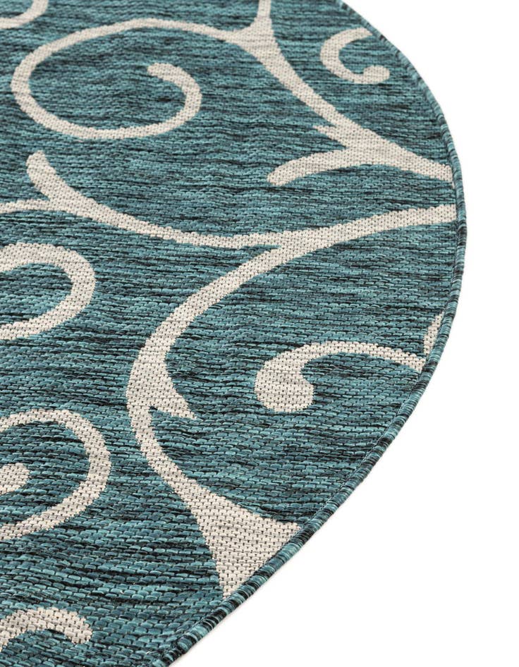 Detail image of  13' x 13'  Washable Botanical Indoor / Outdoor Round Rug