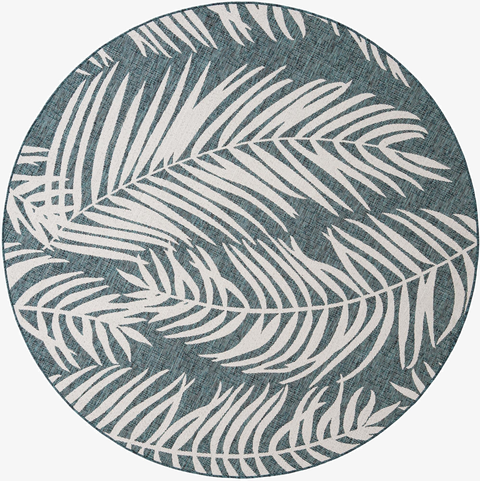  7' 10 x 7' 10  Washable Botanical Indoor / Outdoor Round Rug