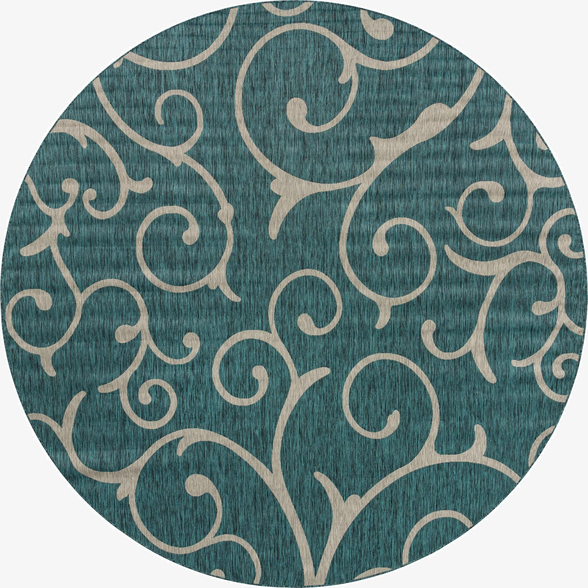  13' x 13'  Washable Botanical Indoor / Outdoor Round Rug